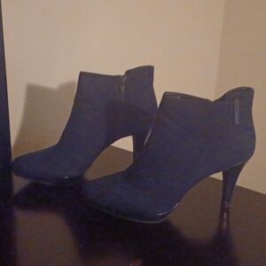 Blue suede half boots